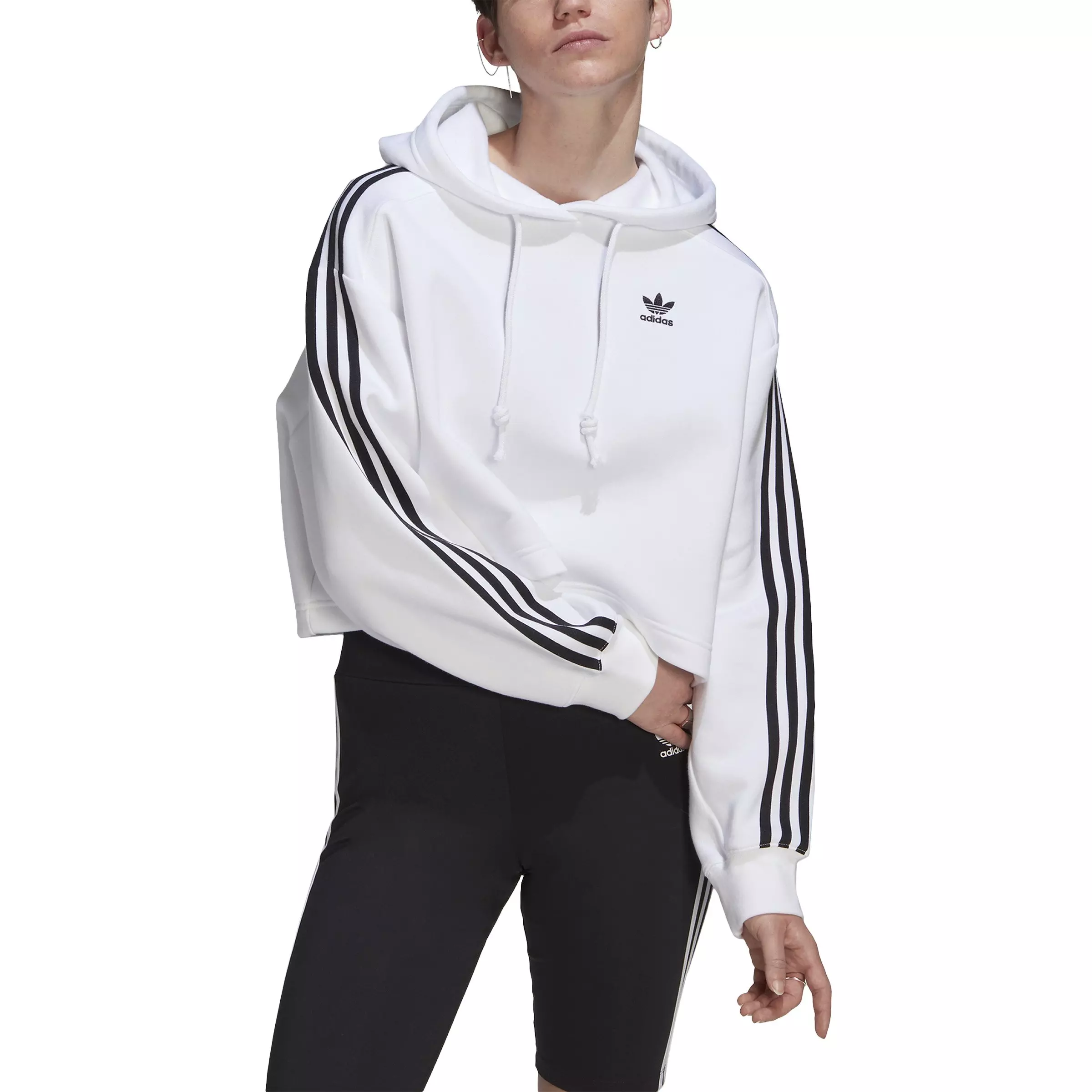 Adidas white crop discount hoodie